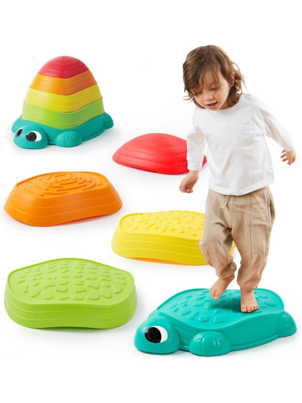 5 Pcs Turtle Balance Stepping Stones for Kids - Indoor/Outdoor Obstacle Course